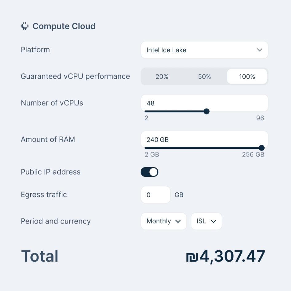 Example of pricing calculation for Compute Cloud